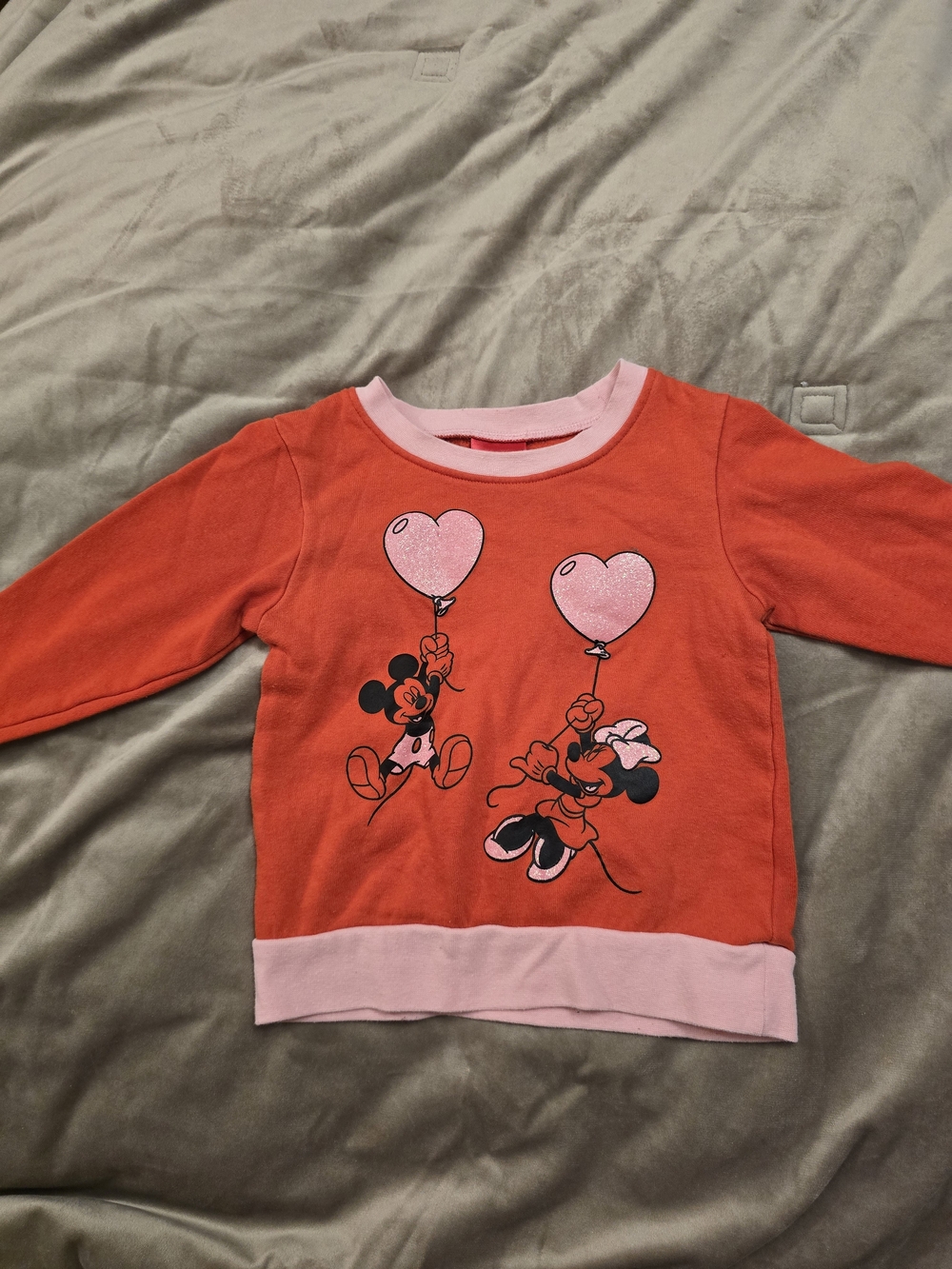Disney Kids Orange and Pink Minnie & Mickey Sweatshirt